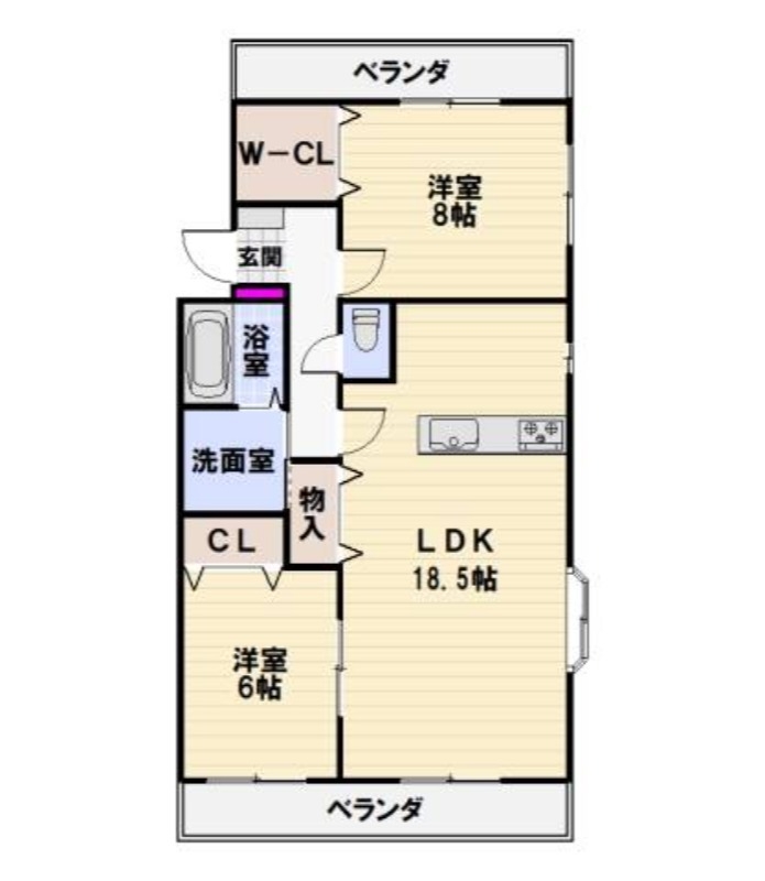 反転タイプの間取りです