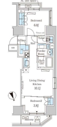 ☆角部屋3面採光の2LDK☆