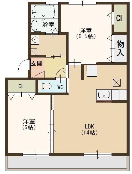カリス（倉敷市浦田）間取り