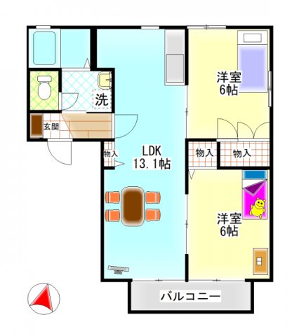大島　プリンス大島　2LDK　間取り