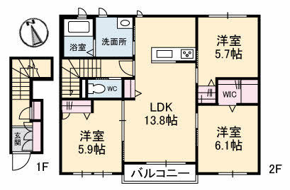 2階の間取り図