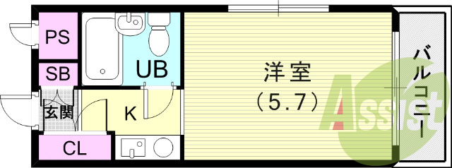 1R（15.6平米）IHコンロ・バルコニー・収納・靴箱