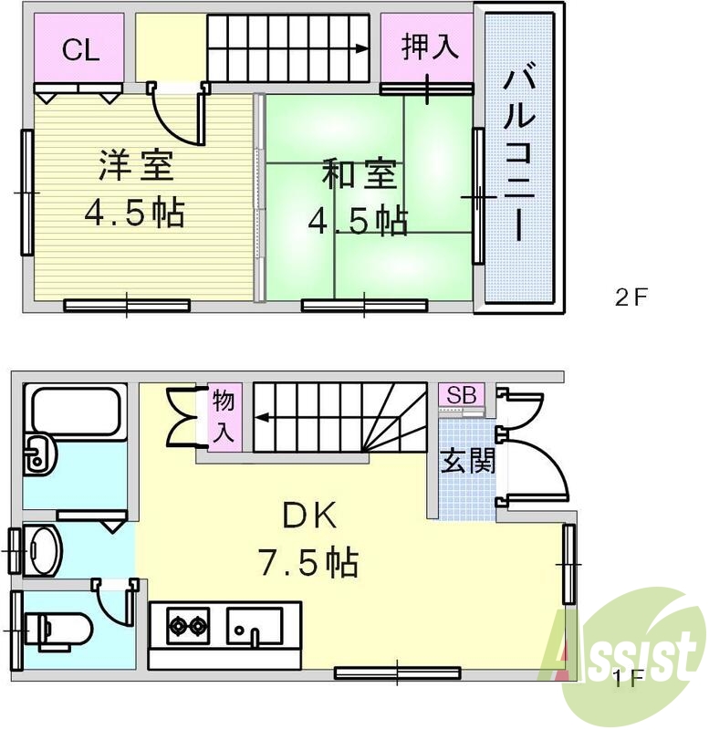 人気のメゾネットタイプの間取り