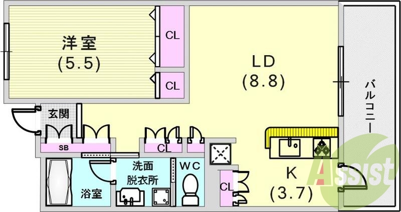 カウンターキッチンが魅力的