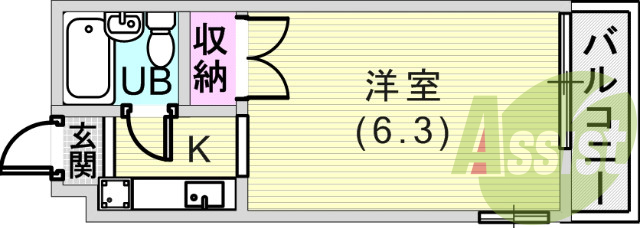 １Ｋ（１６平米）室内洗濯機置き場・エアコン・インターホン
