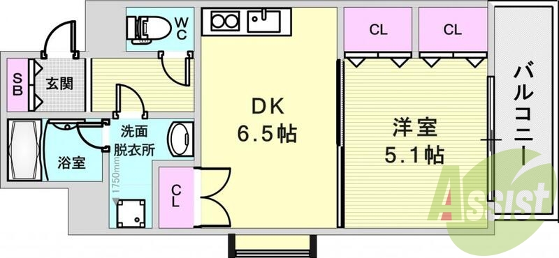 1DK（31.29平米）独立洗面台・オートロック・収納