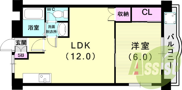 １LDK（３７.８平米）エアコン・独立洗面台・セパレート