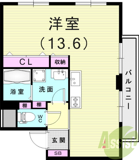 ワンルーム（３３．８２平米）エアコン・システムキッチン