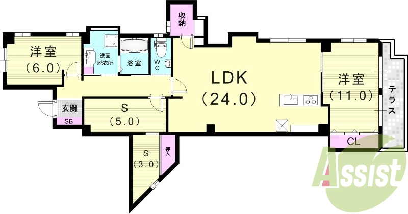 ２SLDK（１１１.８平米）浴室乾燥機・システムキッチン