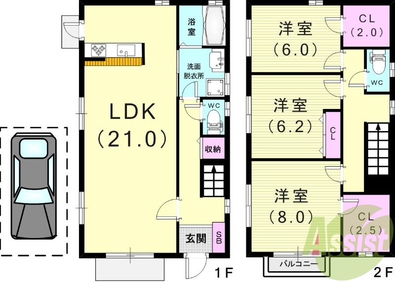３LDK（１０４.３４平米）システムキッチン・エアコン・収納