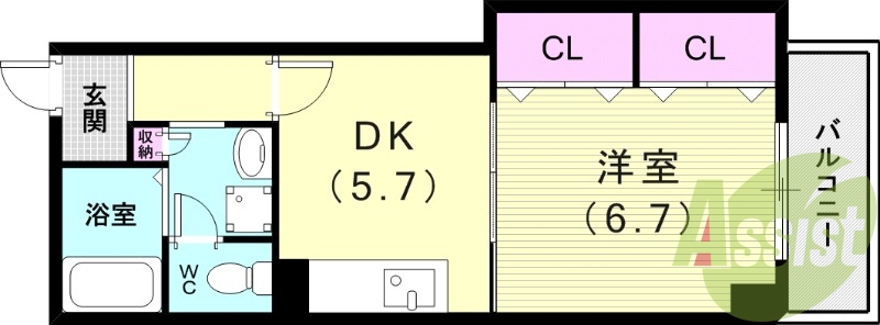 1DK（32.49平米）モニターホン・エアコン・風呂トイレ別