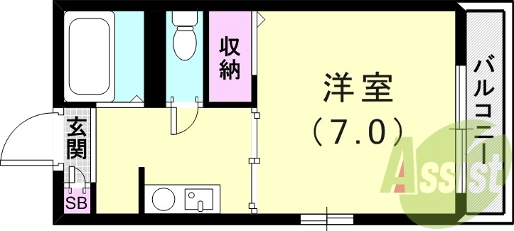 １K（２４．１８平米）室内洗濯機置場・風呂トイレ別・収納