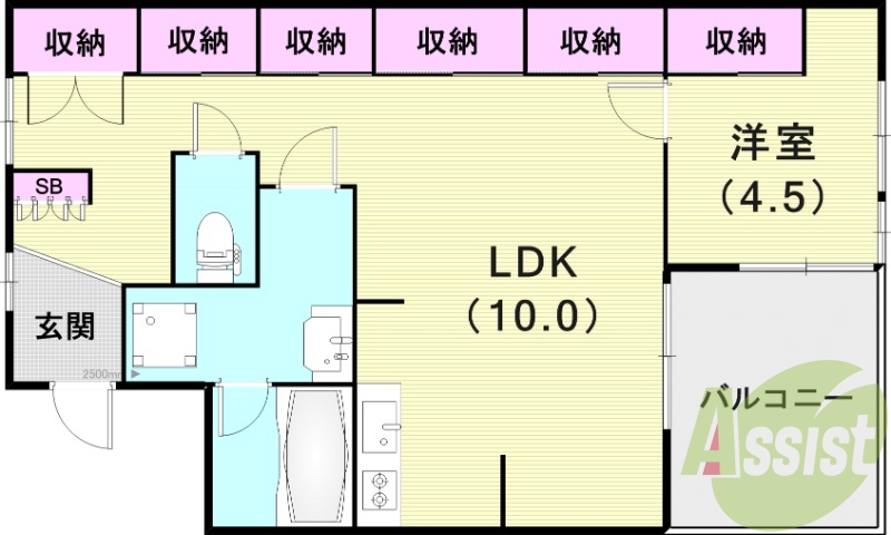 1LDK（５４．６４平米）収納たっぷり