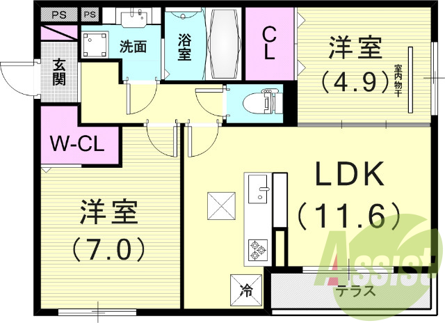 ２ＬＤＫ（５６．３１平米）浴室乾燥機・追焚・温水洗浄暖房便座