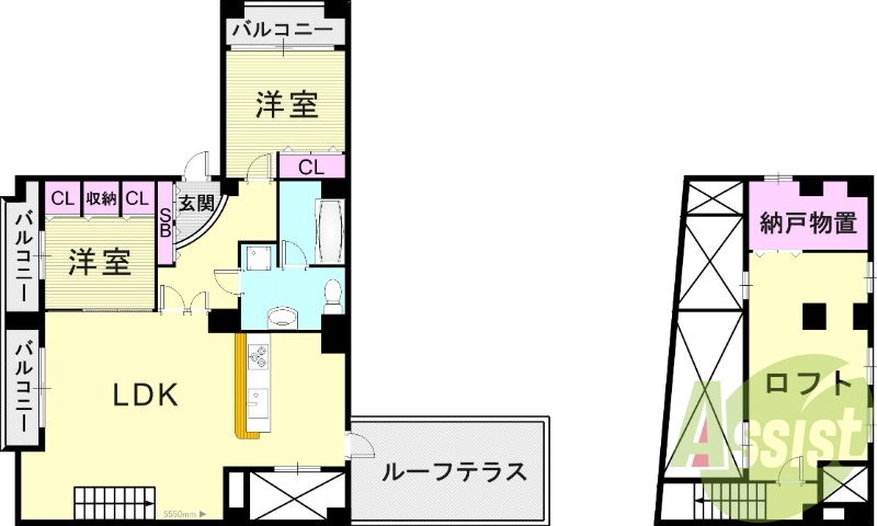 3SLDK（128平米）システムキッチン・室内洗濯機置場