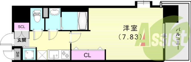 1K（25.05平米）システムキッチン・独立洗面台・収納