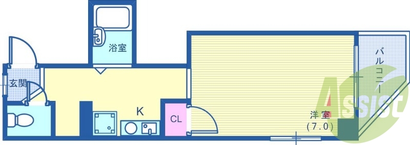 1K（22.52平米）IHコンロ・テレビモニターホン