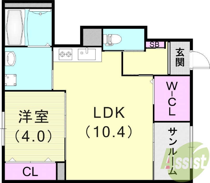 1LDK（42.88平米）ネット無料・浴室乾燥機・追炊機能