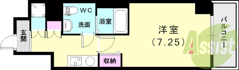 １K（24.6平米）システムキッチン・独立洗面台・浴室乾燥機