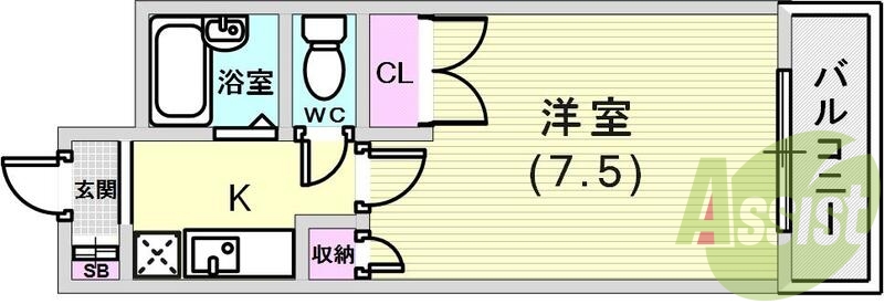 使いやすい1Kの間取りです。
