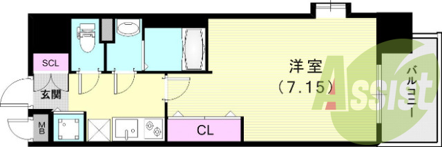 1K（25.05平米）システムキッチン・独立洗面台・収納