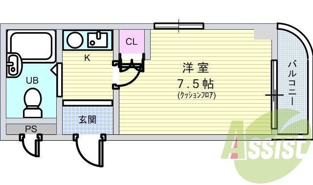 １Ｋ（１６．５６平米）エアコン、一口ＩＨコンロ、フローリング