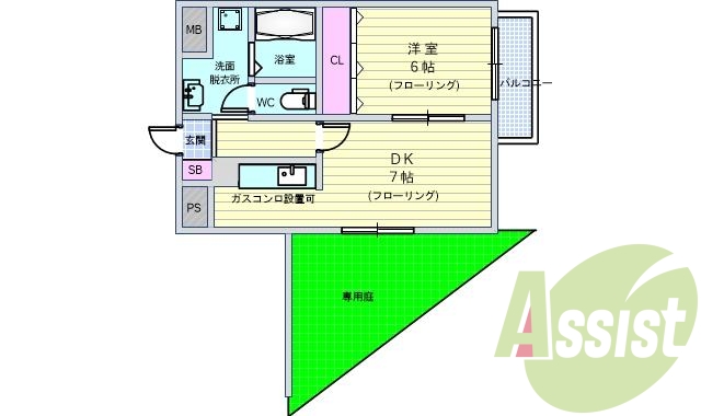 １ＤＫ（３９．４２平米）ガスキッチン・シャンドレ・下駄箱