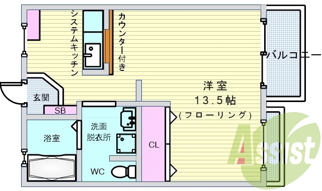 1R・13.5帖・セパレート・エアコン・ウォシュレット