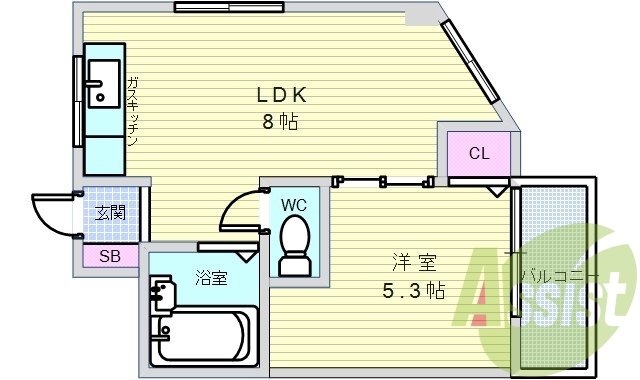 １LＤＫ（３１平米）２口ガスコンロキッチン設置可・収納