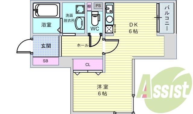 1ＤＫ（３２．１７平米）宅配ボックス・インターホン・独立洗面