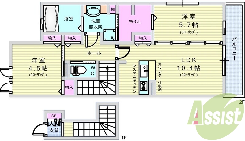 2LDK・温水洗浄便座・TVインターホン・追炊き給湯