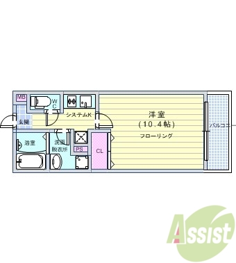 1K（31.46平米）洗髪洗面化粧台・室内洗濯機置場・脱衣所