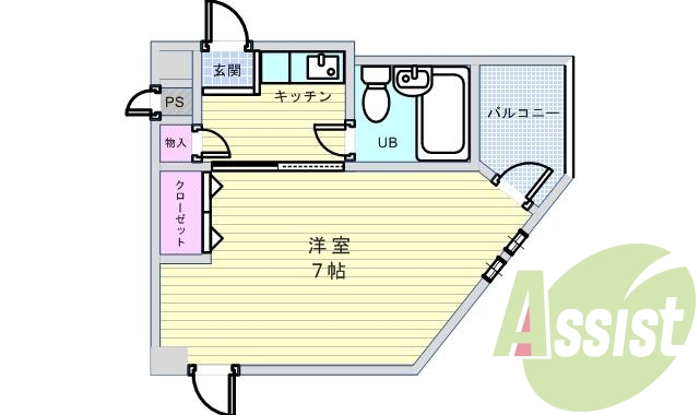 １Ｋ（１７平米）ＩＨコンロ・エアコン・ＣＡＴＶ・オートロック