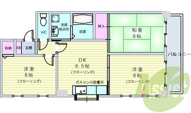 ３ＤＫ（５２平米）シャンプードレッサー・追い焚き・独立洗面台