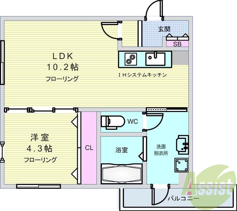 1LDK・犬猫飼育可・駅徒歩3分・オートロック・ＩＨキッチン