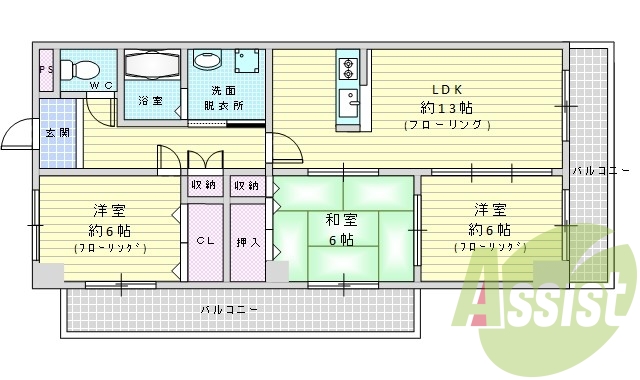 3LDK・オートロック・角部屋・2面バルコニー・浴室乾燥機