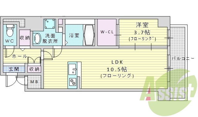 1LDK・オートロック・エレベーター・システムキッチン