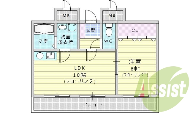 １LDK・角部屋・オートロック・宅配ボックス・駐車場平面