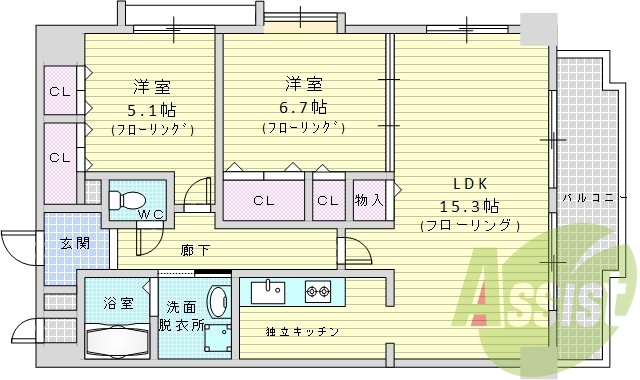 2LDK・全戸角部屋・オートロック・シャンプードレッサー