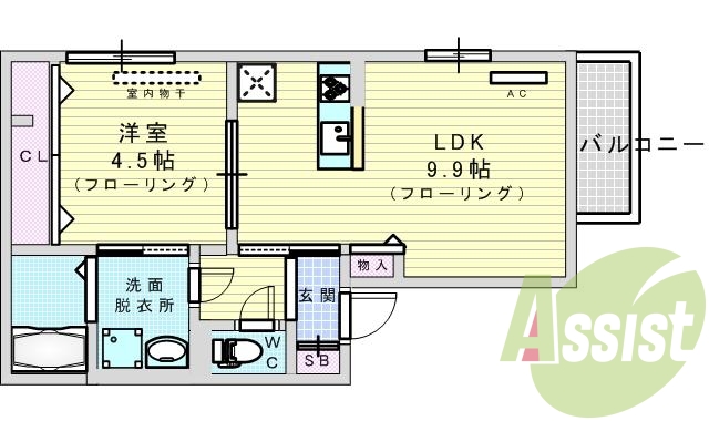 1LDK・エアコン・オートロック・TVホン・システムキッチン