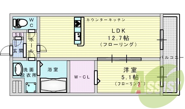 1LDK・オートロック・シャンドレ・TVホン・防犯カメラ