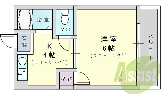 1K・インターネット12M無料・南向き・バス・トイレ別・エアコン