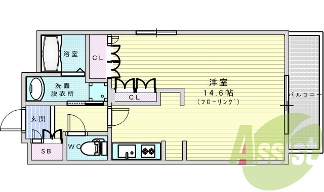 1R・オートロック・浴室乾燥機・追い焚き・エアコン・床暖房
