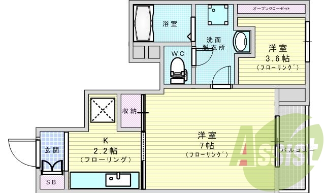 １ＳＫ・エアコン・モニター付きインターホン・シャワー