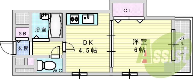 1DK・南向き・24時間防犯カメラシステム・宅配ボックス