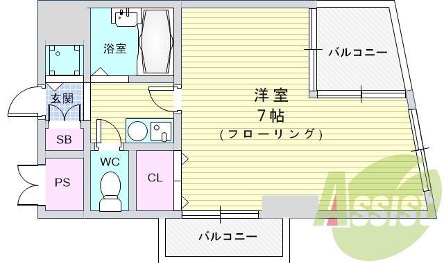 1K（24.72平米）オートロック・エアコン・IHコンロ