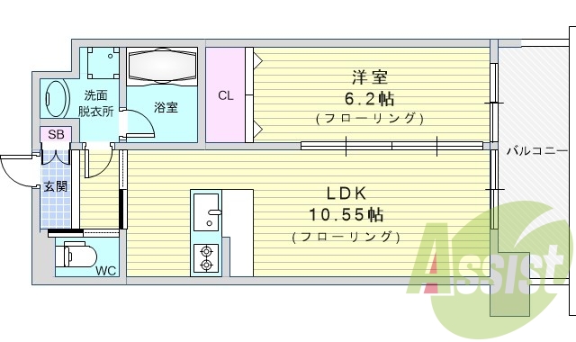 1LDK（39.99平米）エアコン・ペット可・シャンドレ