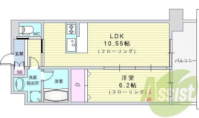 1LDK（39.99平米）エアコン・ペット可・シャンドレ
