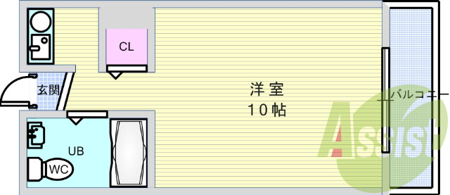 1R（２１平米）駅近・IHキッチン・エアコン・バルコニー