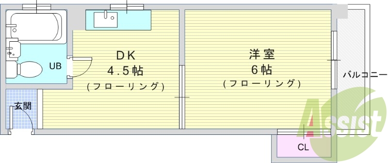 1DK（23平米）オートロック・エアコン・小型犬飼育可